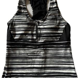 Lands' End Black and White Striped Swimsuit Tankini Top Size 18 Women’s